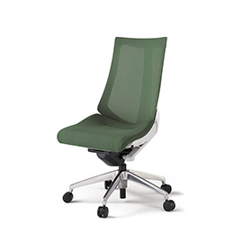 アクトチェア KG-470JV-ZWQ2 プレーンメッシュバック ハイバック アルミミラー脚 肘なし ランバーサポートなし  ［ZW×Q2/アイビーグリーン］