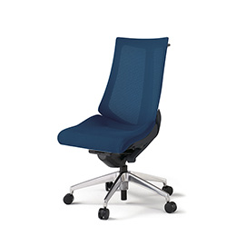 アクトチェア KG-470JVH-ZTB2 プレーンメッシュバック ハイバック アルミミラー脚 肘なし ランバーサポートなし ハンガー  ［ZT×B2/ネイビーブルー］