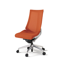 アクトチェア KG-470JVHM-ZND3 プレーンメッシュバック ハイバック アルミミラー脚 肘なし ランバーサポートなし ハンガー ［ZN×D3/アンバーオレンジ］