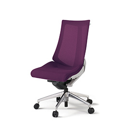 アクトチェア KG-470JVHM-ZNX7 プレーンメッシュバック ハイバック アルミミラー脚 肘なし ランバーサポートなし ハンガー ［ZN×X7/プラムパープル］