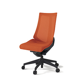 アクトチェア KG-470JVM-T1D3 プレーンメッシュバック ハイバック 樹脂脚 肘なし ランバーサポートなし ［T1×D3/アンバーオレンジ］