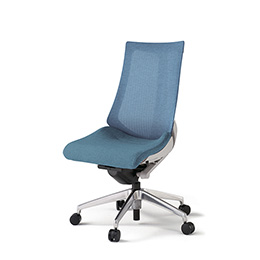 アクトチェア KG-470JE-ZNB4 テクスチャードメッシュバック ハイバック アルミミラー脚 肘なし ランバーサポートなし  ［ZN×B4/ダックブルー］