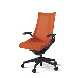 アクトチェア KG-475JV-T1D3 プレーンメッシュバック ハイバック 樹脂脚 T字肘 ランバーサポートなし  ［T1×D3/アンバーオレンジ］