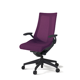 アクトチェア KG-475JV-T1X7 プレーンメッシュバック ハイバック 樹脂脚 T字肘 ランバーサポートなし  ［T1×X7/プラムパープル］