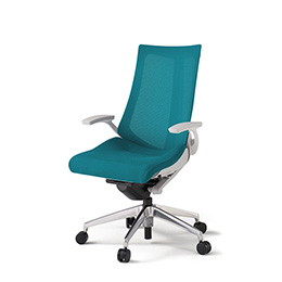 アクトチェア KG-475JV-ZNA3 プレーンメッシュバック ハイバック アルミミラー脚 T字肘 ランバーサポートなし  ［ZN×A3/ストロングブルー］