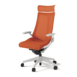 アクトチェア KG-475JVE-W9D3 プレーンメッシュバック エクストラハイバック 樹脂脚 T字肘 ランバーサポートなし  ［W9×D3/アンバーオレンジ］
