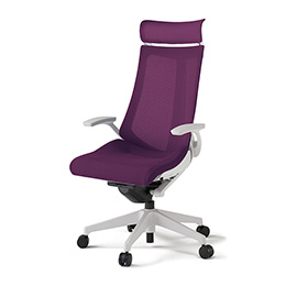 アクトチェア KG-475JVE-W9X7 プレーンメッシュバック エクストラハイバック 樹脂脚 T字肘 ランバーサポートなし  ［W9×X7/プラムパープル］