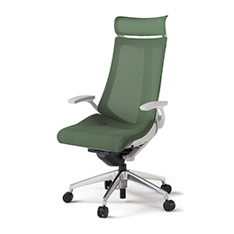 アクトチェア KG-475JVE-ZNQ2 プレーンメッシュバック エクストラハイバック アルミミラー脚 T字肘 ランバーサポートなし  ［ZN×Q2/アイビーグリーン］