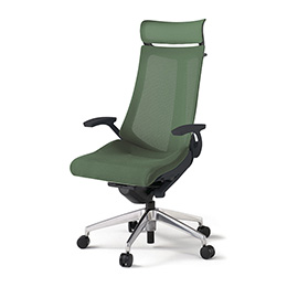 アクトチェア KG-475JVE-ZTQ2 プレーンメッシュバック エクストラハイバック アルミミラー脚 固定肘 ランバーサポートなし  ［ZT×Q2/アイビーグリーン］