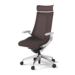 アクトチェア KG-475JVE-ZWH2 プレーンメッシュバック エクストラハイバック アルミミラー脚 固定肘 ランバーサポートなし  ［ZW×H2/チョコレートブラウン］