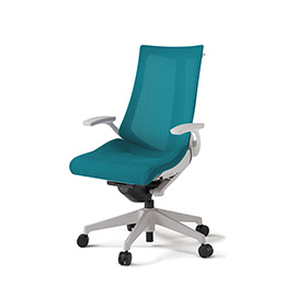 アクトチェア KG-475JVH-GNA3 プレーンメッシュバック ハイバック 樹脂脚 T字肘 ランバーサポートなし ハンガー  ［GN×A3/ストロングブルー］