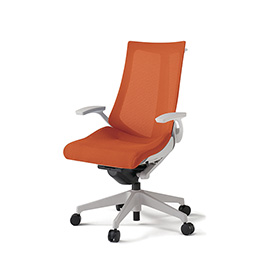 アクトチェア KG-475JVH-GND3 プレーンメッシュバック ハイバック 樹脂脚 T字肘 ランバーサポートなし ハンガー  ［GN×D3/アンバーオレンジ］