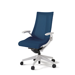 アクトチェア KG-475JVH-W9B2 プレーンメッシュバック ハイバック 樹脂脚 固定肘 ランバーサポートなし ハンガー  ［W9×B2/ネイビーブルー］