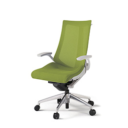 アクトチェア KG-475JVH-ZNQ6 プレーンメッシュバック ハイバック アルミミラー脚 固定肘 ランバーサポートなし ハンガー  ［ZN×Q6/モスグリーン］