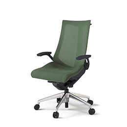 アクトチェア KG-475JVH-ZTQ2 プレーンメッシュバック ハイバック アルミミラー脚 固定肘 ランバーサポートなし ハンガー  ［ZT×Q2/アイビーグリーン］