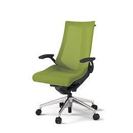 アクトチェア KG-475JVH-ZTQ6 プレーンメッシュバック ハイバック アルミミラー脚 固定肘 ランバーサポートなし ハンガー  ［ZT×Q6/モスグリーン］