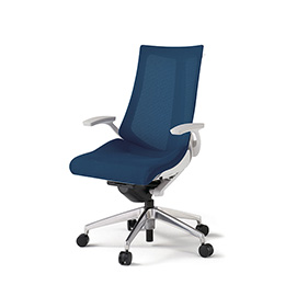 アクトチェア KG-475JVH-ZWB2 プレーンメッシュバック ハイバック アルミミラー脚 T字肘 ランバーサポートなし ハンガー  ［ZW×B2/ネイビーブルー］