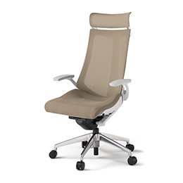 アクトチェア KG-475JVX-ZWY3 プレーンメッシュバック エクストラハイバック アルミミラー脚 T字肘 ランバーサポートなし ハンガー  ［ZW×Y3/サンドイエロー］