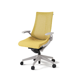 アクトチェア KG-475JEHM1GNU6 テクスチャードメッシュバック ハイバック 樹脂脚 固定肘 ランバーサポートなし ハンガー ［GN×U6/カナリアイエロー］