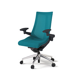 アクトチェア KG-477JV-ZTA3 プレーンメッシュバック ハイバック アルミミラー脚 アジャスタブル肘 ランバーサポートなし  ［ZT×A3/ストロングブルー］