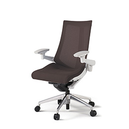 アクトチェア KG-477JV-ZWH2 プレーンメッシュバック ハイバック アルミミラー脚 アジャスタブル肘 ランバーサポートなし  ［ZW×H2/チョコレートブラウン］