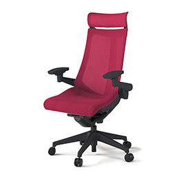 アクトチェア KG-477JVE-T1M4 プレーンメッシュバック エクストラハイバック 樹脂脚 アジャスタブル肘 ランバーサポートなし  ［T1×M4/ラズベリーレッド］
