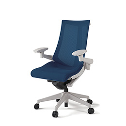 アクトチェア KG-477JVH-GNB2 プレーンメッシュバック ハイバック 樹脂脚 アジャスタブル肘 ランバーサポートなし ハンガー  ［GN×B2/ネイビーブルー］