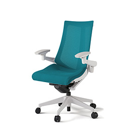 アクトチェア KG-477JVH-W9A3 プレーンメッシュバック ハイバック 樹脂脚 アジャスタブル肘 ランバーサポートなし ハンガー  ［W9×A3/ストロングブルー］