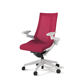 アクトチェア KG-477JVH-W9M4 プレーンメッシュバック ハイバック 樹脂脚 アジャスタブル肘 ランバーサポートなし ハンガー  ［W9×M4/ラズベリーレッド］