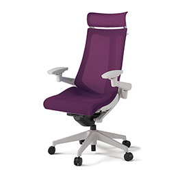 アクトチェア KG-477JVX-GNX7 プレーンメッシュバック エクストラハイバック 樹脂脚 アジャスタブル肘 ランバーサポートなし ハンガー  ［GN×X7/プラムパープル］