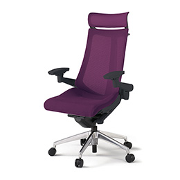 アクトチェア KG-477JVX-ZTX7 プレーンメッシュバック エクストラハイバック アルミミラー脚 アジャスタブル肘 ランバーサポートなし ハンガー  ［ZT×X7/プラムパープル］