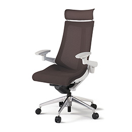 アクトチェア KG-477JVX-ZWH2 プレーンメッシュバック エクストラハイバック アルミミラー脚 アジャスタブル肘 ランバーサポートなし ハンガー  ［ZW×H2/チョコレートブラウン］