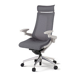 アクトチェア KG-477JEEM-ZNT3 テクスチャードメッシュバック エクストラハイバック アルミミラー脚 アジャスタブル肘 ランバーサポートなし ［ZN×T3/ダークグレーT］