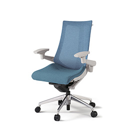 アクトチェア KG-477JEHM1ZNB4 テクスチャードメッシュバック ハイバック アルミミラー脚 アジャスタブル肘 ランバーサポートなし ハンガー ［ZN×B4/ダックブルー］