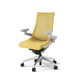 アクトチェア KG-477JEHM1ZNU6 テクスチャードメッシュバック ハイバック アルミミラー脚 アジャスタブル肘 ランバーサポートなし ハンガー ［ZN×U6/カナリアイエロー］