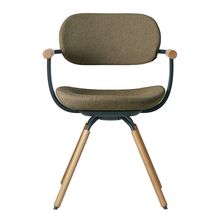 ［ 公式ストアモデル ・ 組立式 ] バーテブラ03 （vertebra03） 4本脚 （ 座面回転 ） KG-877CD-G1L2C　木タイプ / オークライト 本体 :  G1 / ダークグリーン ［ CD張地 : L2 / ダークオリーブ ]