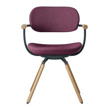 ［ 公式ストアモデル ・ 組立式 ] バーテブラ03 （vertebra03） 4本脚 （ 座面回転 ） KG-877CD-G1X7C　木タイプ / オークライト 本体 :  G1 / ダークグリーン ［ CD張地 : X7 / プラムパープル ]