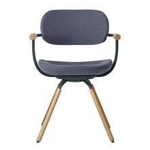 ［ 公式ストアモデル ・ 組立式 ] バーテブラ03 （vertebra03） 4本脚 （ 座面回転 ） KG-877KC-G114C　木タイプ / オークライト 本体 :  G1 / ダークグリーン ［ Knoll Textiles KC張地 : 14 / Granite ]