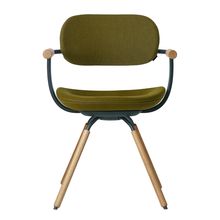 ［ 公式ストアモデル ・ 組立式 ] バーテブラ03 （vertebra03） 4本脚 （ 座面回転 ） KG-877KC-G123C　木タイプ / オークライト 本体 :  G1 / ダークグリーン ［ Knoll Textiles KC張地 : 23 / Fern ]