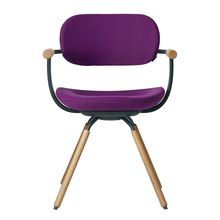 ［ 公式ストアモデル ・ 組立式 ] バーテブラ03 （vertebra03） 4本脚 （ 座面回転 ） KG-877KC-G124C　木タイプ / オークライト 本体 :  G1 / ダークグリーン ［ Knoll Textiles KC張地 : 24 / Iris ]