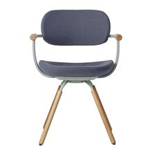 ［ 公式ストアモデル ・ 組立式 ] バーテブラ03 （vertebra03） 4本脚 （ 座面回転 ） KG-877KC-L414C　木タイプ / オークライト 本体 :  L4 / ペールオリーブ ［ Knoll Textiles KC張地 : 14 / Granite ]