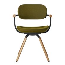 ［ 公式ストアモデル ・ 組立式 ] バーテブラ03 （vertebra03） 4本脚 （ 座面回転 ） KG-877KC-T123C　木タイプ / オークライト 本体 :  T1 / ブラックT ［ Knoll Textiles KC張地 : 23 / Fern ]