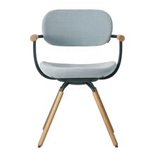 ［ 公式ストアモデル ・ 組立式 ] バーテブラ03 （vertebra03） 4本脚 （ 座面回転 ） KG-877KS-G15C　木タイプ / オークライト 本体 :  G1 / ダークグリーン ［ Knoll Textiles KS張地 : 5 / Sea Breeze ]