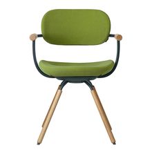 ［ 公式ストアモデル ・ 組立式 ] バーテブラ03 （vertebra03） 4本脚 （ 座面回転 ） KG-877KS-G18C　木タイプ / オークライト 本体 :  G1 / ダークグリーン ［ Knoll Textiles KS張地 : 8 / Basil ]