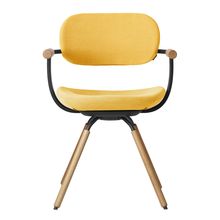 ［ 公式ストアモデル ・ 組立式 ] バーテブラ03 （vertebra03） 4本脚 （ 座面回転 ） KG-877KS-T14C　木タイプ / オークライト 本体 :  T1 / ブラックT ［ Knoll Textiles KS張地 : 4 / Mustard ]