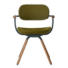 ［ 公式ストアモデル ・ 組立式 ] バーテブラ03 （vertebra03） 4本脚 （ 座面回転 ） KG-899KC-G123C　木タイプ / オークダーク 本体 :  G1 / ダークグリーン ［ Knoll Textiles KC張地 : 23 / Fern ]