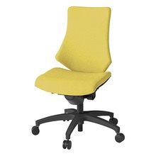 エフチェア クロス・ハイバック 肘なし 抵抗付ウレタン双輪キャスター [ ベース:ブラック / 張地:カナリアイエロー ] KG130SAM-T1U6