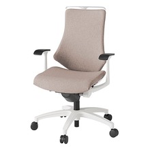エフチェア クロス・ハイバック 固定肘 ハンガー 抵抗付ウレタン双輪キャスター [ ベース:ホワイト / 張地:グレイッシュブラウン ] KG135SAHM-W9F6