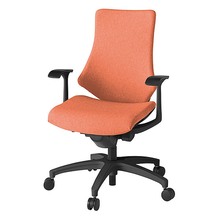 エフチェア クロス・ハイバック 固定肘 抵抗付ウレタン双輪キャスター [ ベース:ブラック / 張地:パーシモンオレンジ ] KG135SAM-T1D4