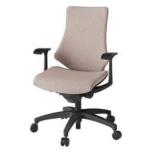 エフチェア クロス・ハイバック 固定肘 抵抗付ウレタン双輪キャスター [ ベース:ブラック / 張地:グレイッシュブラウン ] KG135SAM-T1F6